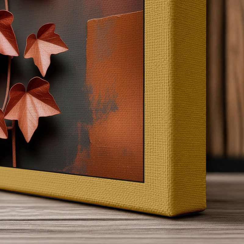 Copper Star Cascade Geometric - Wrapped Canvas, 24x16 - 61.0 x 40.6 cm, Ochre Border