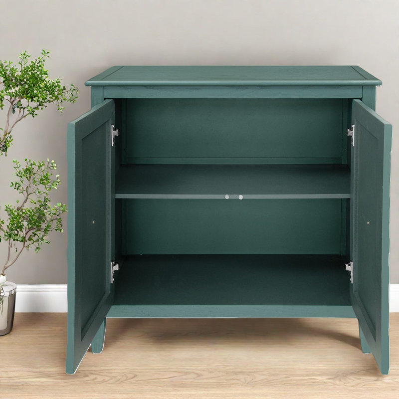 Buffet vert peu encombrant avec charme rétro et rangement multifonctionnel