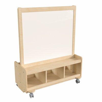 Bright Beginnings Commercial Wooden Mobile Art Center For 2 With Lower Storage Cubby