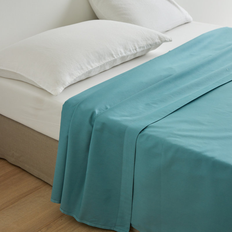 Hebb Satin Flat Sheet, Super King (6'), Green
