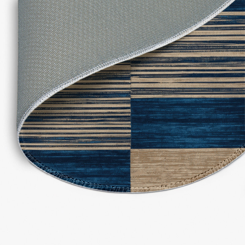 Tapis intérieur / extérieur gris HorizontalStripes, Rond 5 pi