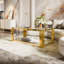 Table basse moderne en verre transparent avec structure asymétrique en métal-1744393692