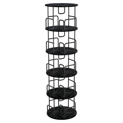 Rotating Bookshelf 5 Tier, Spinning Bookcase, Tall Narrow Bookcase Display Bookshelf, Small Space Rotating Bookshelf Tower For Bedroom, Living Room, Home, Office,Black