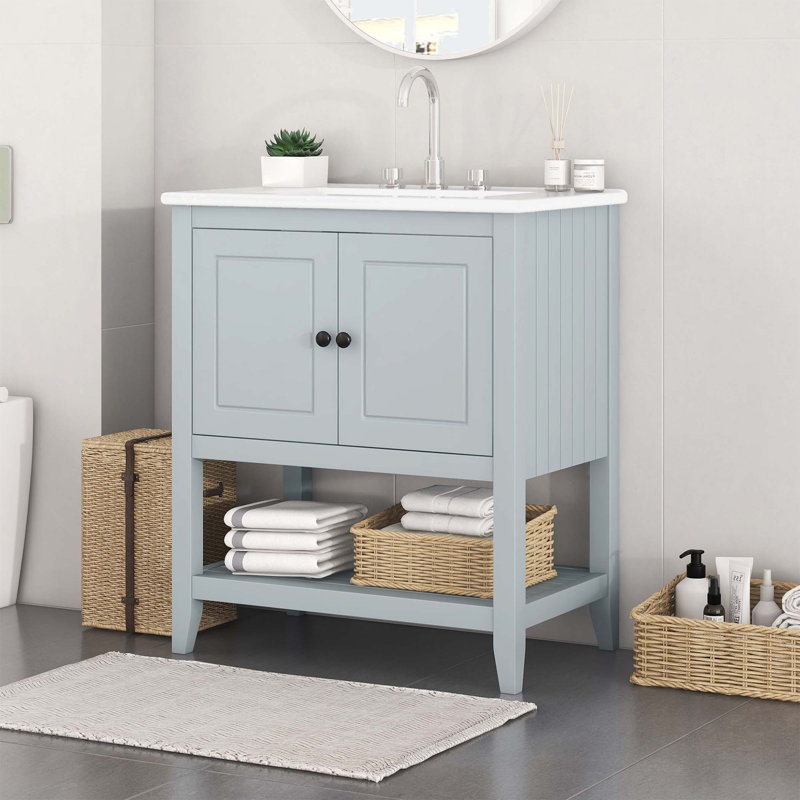 Lavabo de salle de bain 30 po, Gris
