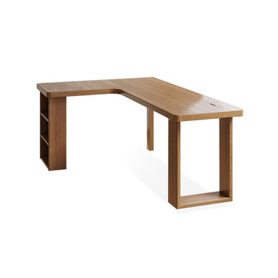 Light chestnut color L-Shaped Solid Wood Writing desk