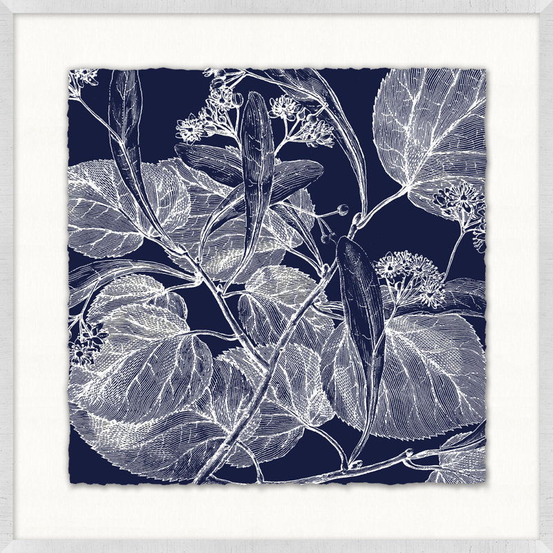 Transitional Leaf Composition On Navy 9 Print