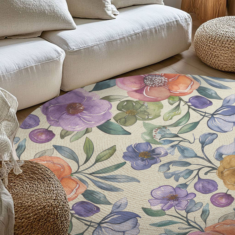 Tapis tressé Blooming Vines, Rond 5 pi