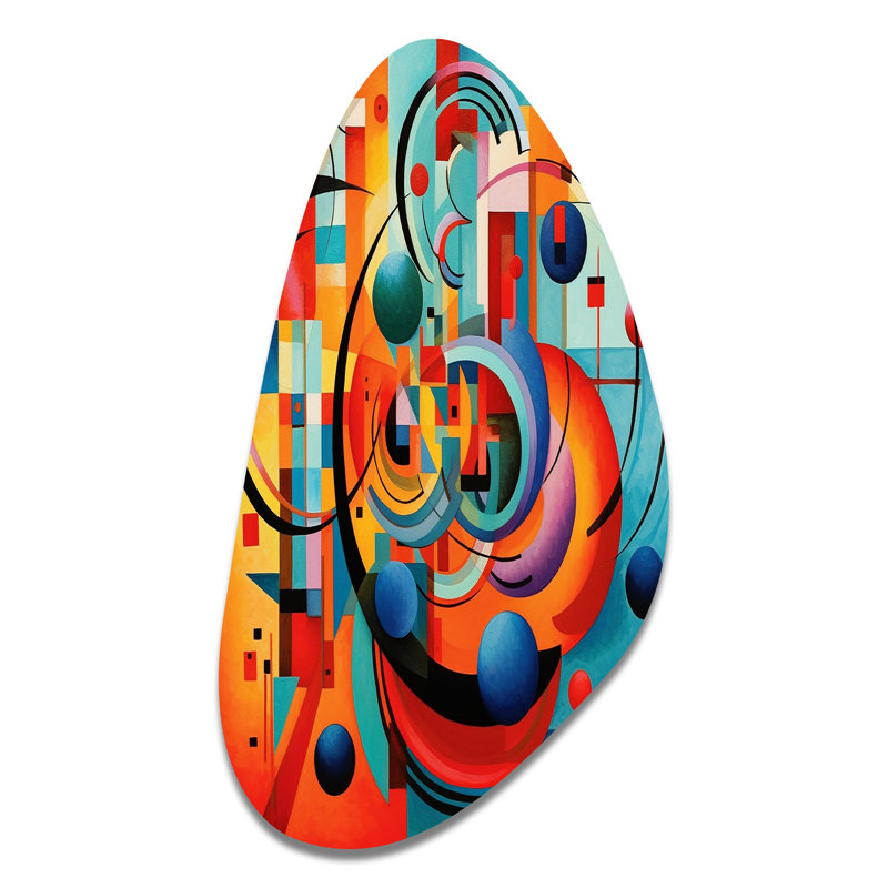 Cleman - formes abstraites, impression murale asymétrique, décoration murale en métal orange, H 31 po x l 17 po
