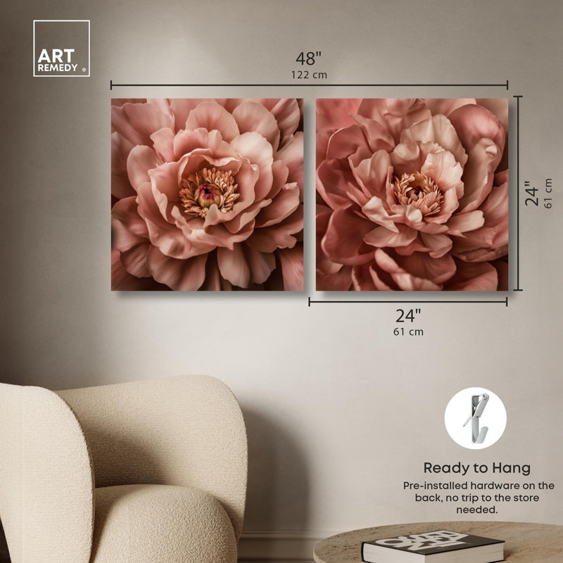 Ensemble de 2 reproductions d'art sur toile , H 24 po x l 24 po, Toile tendue, Ne s’applique pas