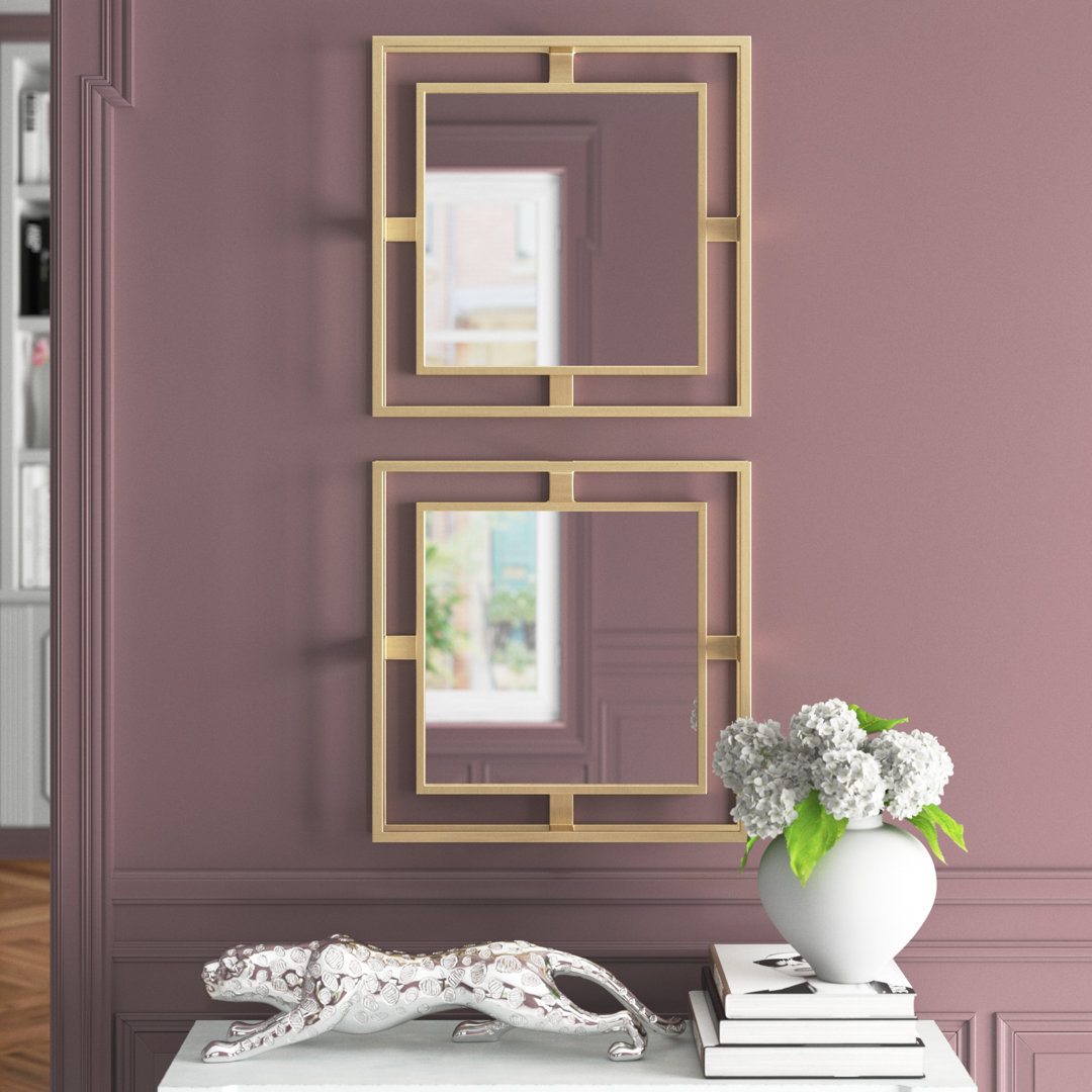 Glover Metal Flat Wall Mirror (Set of 2) Etta Avenue™