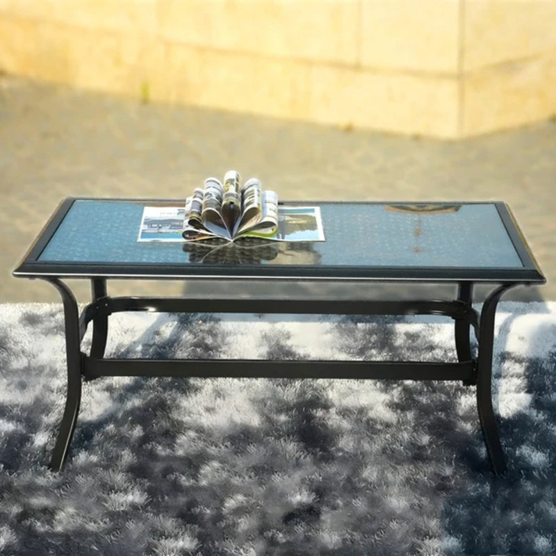 Table d'appoint carrée en osier avec plateau en verre trempé, table d'appoint en rotin pour terrasse