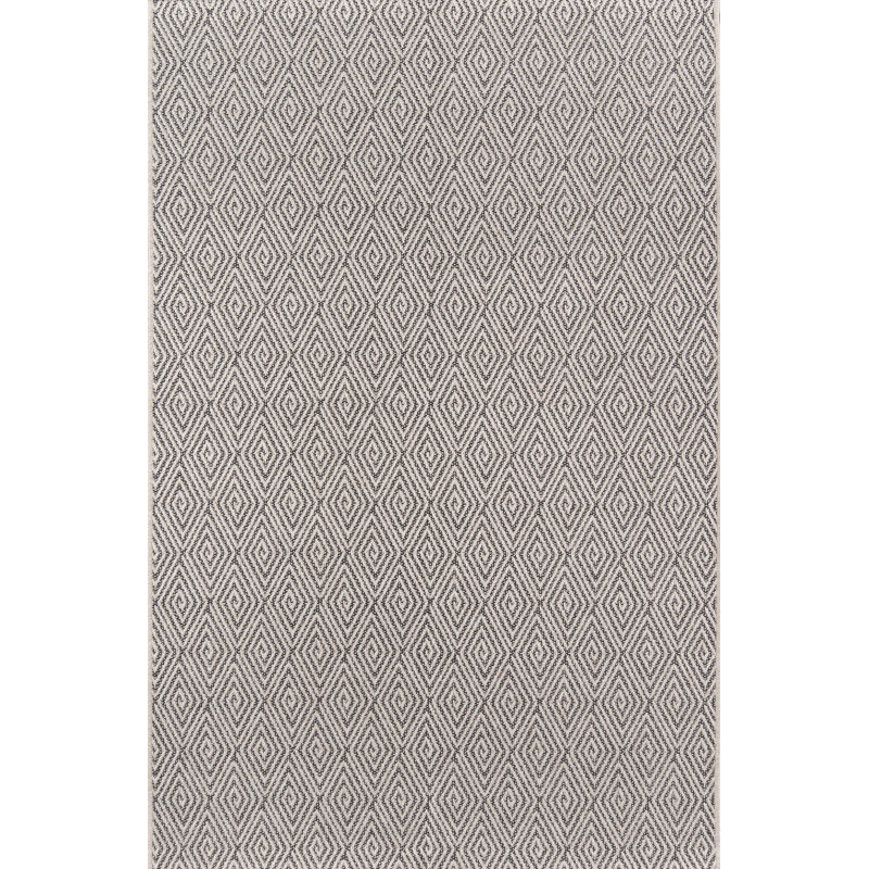Handmade Charcoal Geometric Wool and Synthetic Rug 2' x 3'