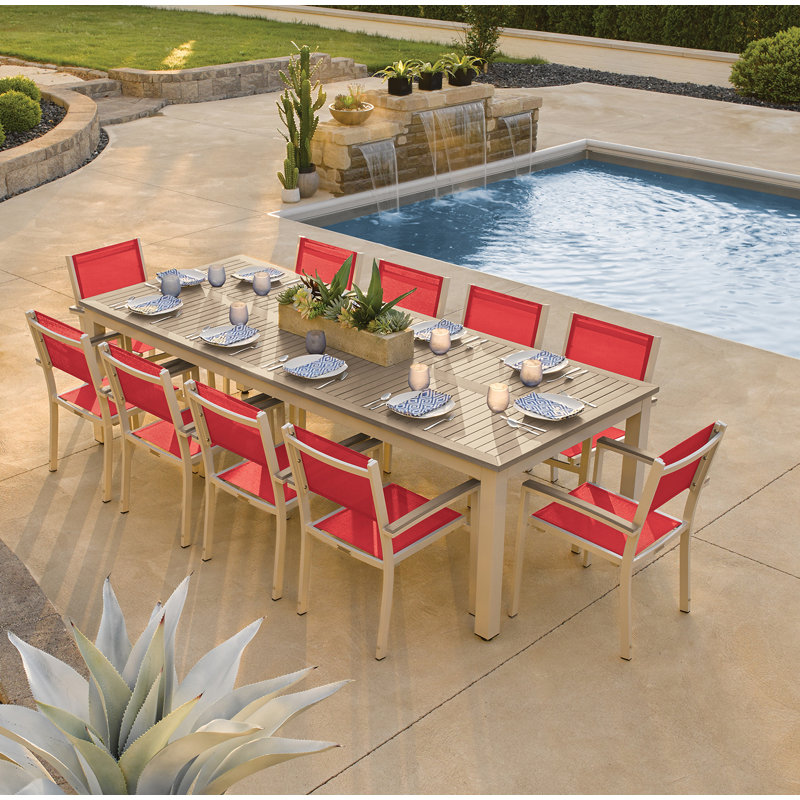 Travira 103" Long Tekwood Outdoor Dining Table, Teakwood Vintage