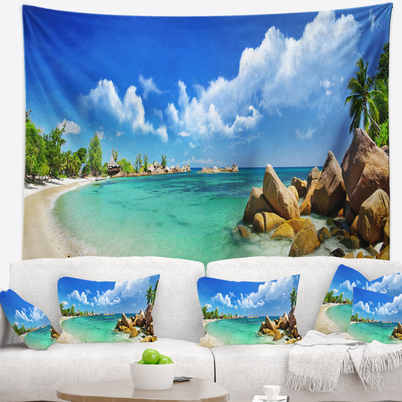 Paysage de Schafer, tapisserie des îles Seychelles, H 50 po x l 60 po
