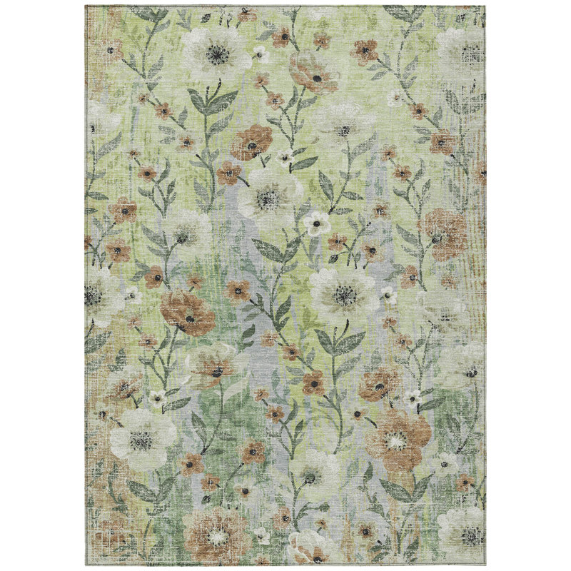Machine Washable Indoor/Outdoor Chantille ACN2403 Floral Rug, Rectangle 8' x 10'