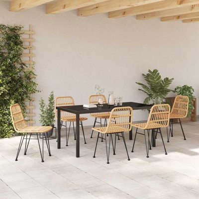 7 Piece Garden Dining Set Poly Rattan