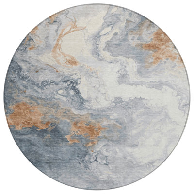Machine Washable Indoor/Outdoor Xhevrie Gray Rug