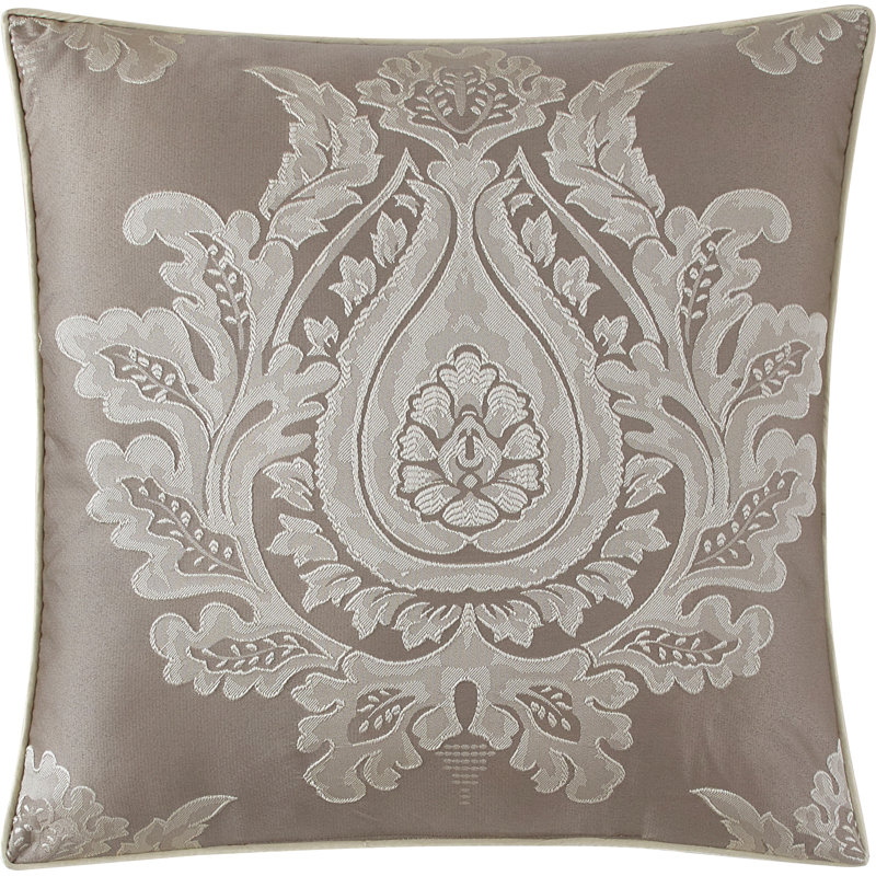 Beige King Damask Microfiber 7-Piece Comforter Set