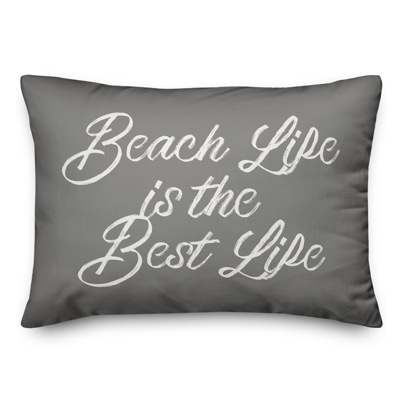 Coussin décoratif intérieur / extérieur en polyester , Gris, H 14 po x l 20 po