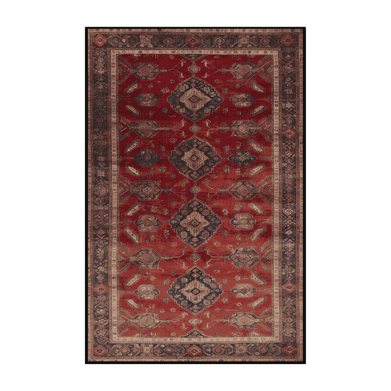 Machine Washable Persian Black Area Rug, Rectangle 2' x 3'