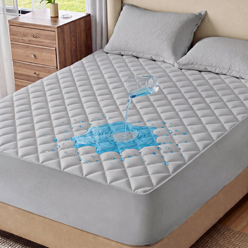 Bedsure Quilted Waterproof Mattress Protector, Gray, Queen
