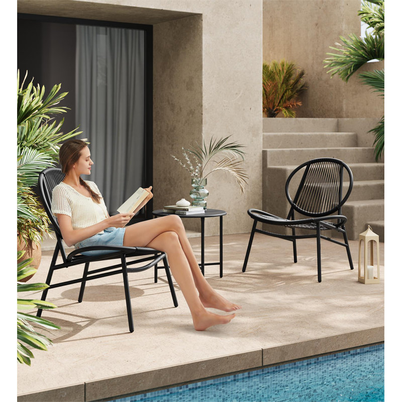 Garden Bistro Set,  Acapulco Chairs, Black