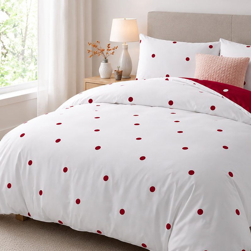 Microfiber Polka Dots Duvet Cover Set, SINGLE