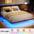 Zoller Floating Bed Frame with LED & Charging Station, Modern Metal Platform Bed, No Box Spring Needed-812422484