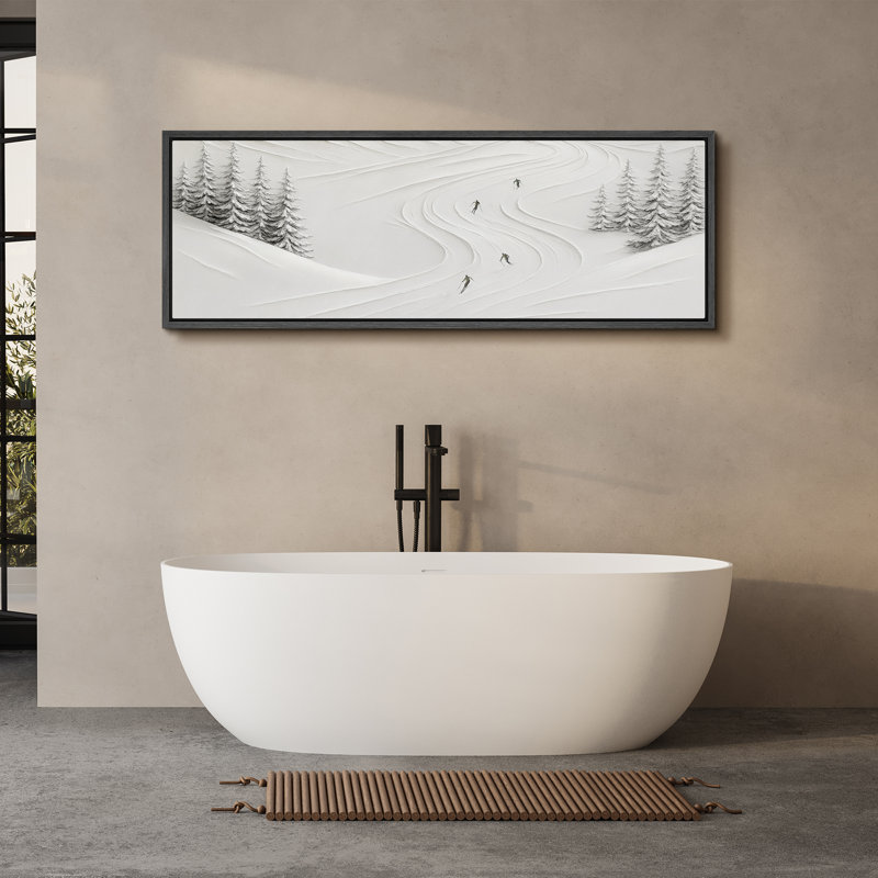 Impression sur toile encadrée, paysage d'hiver, H 20 po x l 60 po, Noir