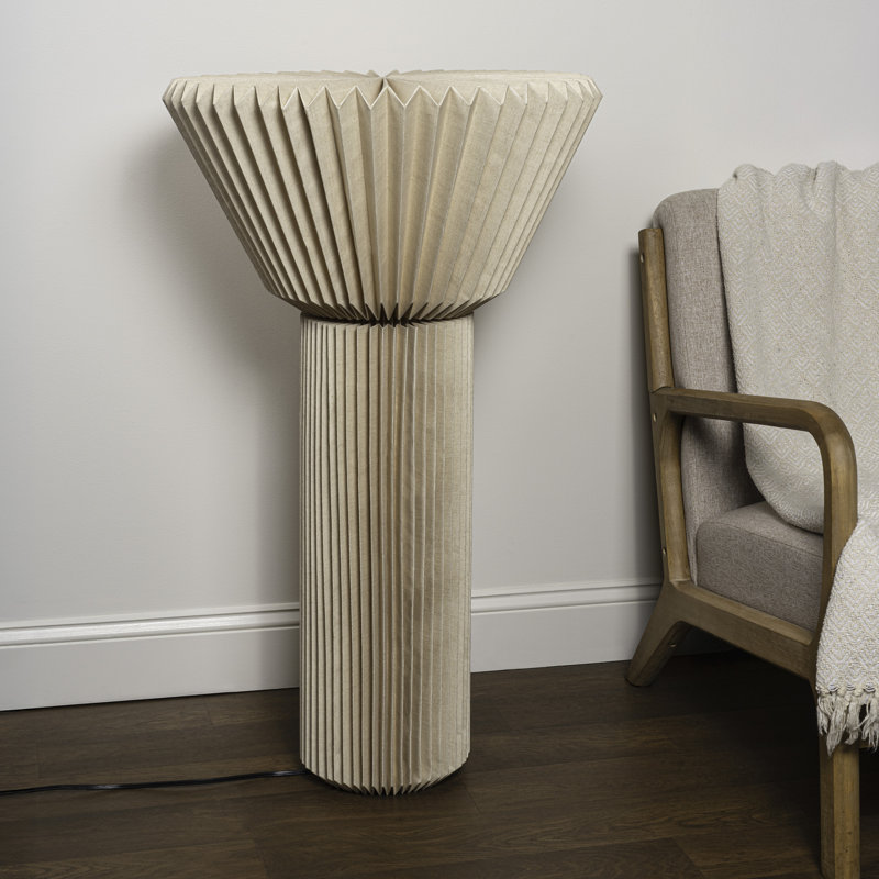 Archer 37" Modern Minimalist Pleated Shade Floor Lamp, Natural