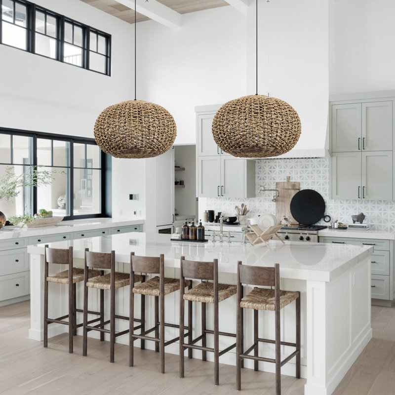 Globe Rattan Pendant Lighting for Dining Room Hallway Living Room, 11.81" H x 19.69" W x 19.69" D