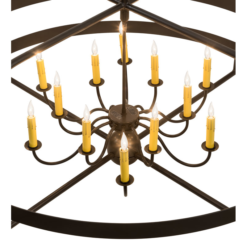 Timeless Bronze 12-Light Geometric Candle Chandelier