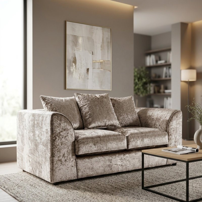 Romelia Velvet Sofa, Mink, 2