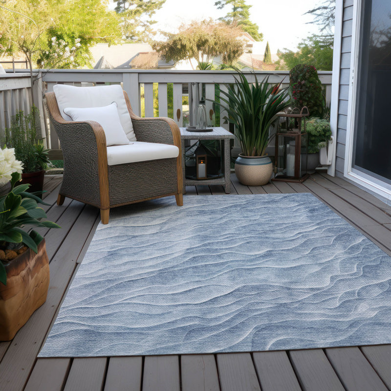 Geodari Blue Washable Indoor-Outdoor Rug - LOOMLAN, 5' x 7'6"