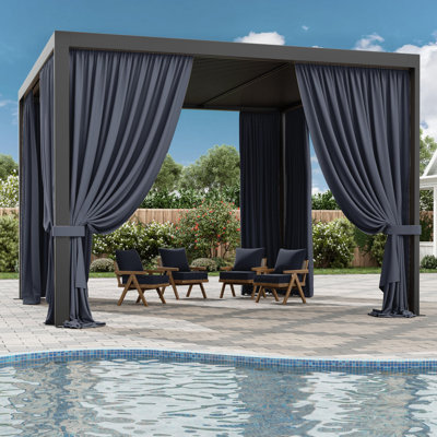 Outdoor Gazebo Curtains Polyester Side Wall For Gazebo, 4-Panels Sidewall Curtains For Patio, Garden And Backyard (Only Curtains)