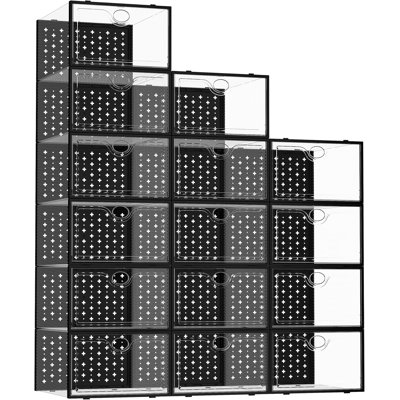 Boîtes de rangement transparentes pour chaussures empilables, organisateur de chaussures X-Large pour garde-robe, bacs à chaussures en plastique durable pour chaussures de tennis, solution de rangement polyvalente
