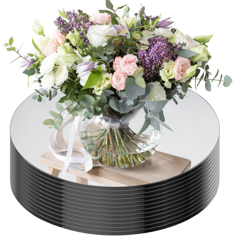 12-pack Round Mirror Plates Centerpiece Trays