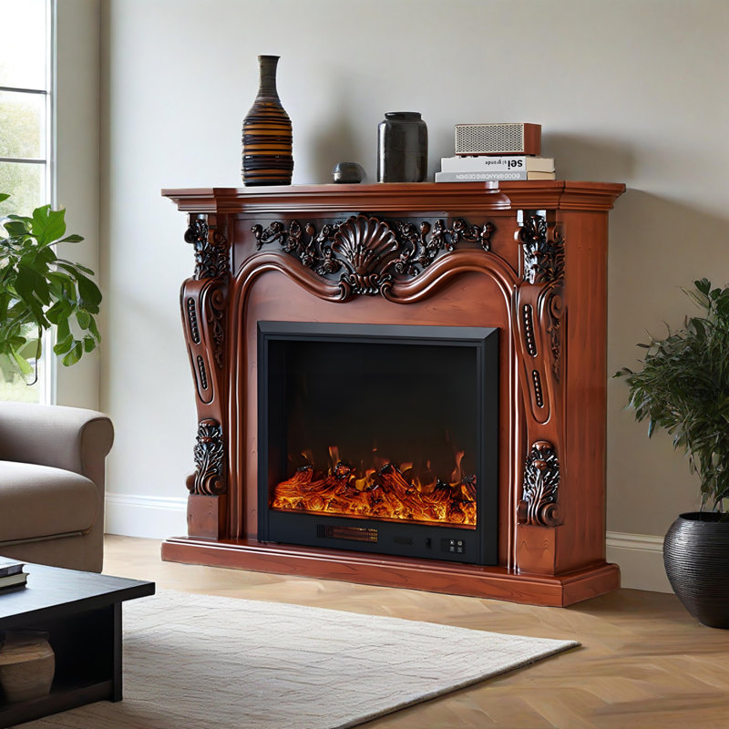 62.99"Brown Heating System Landscape Electric Fireplace, 47.24" H x 62.99" W x 12.99" D, Brown