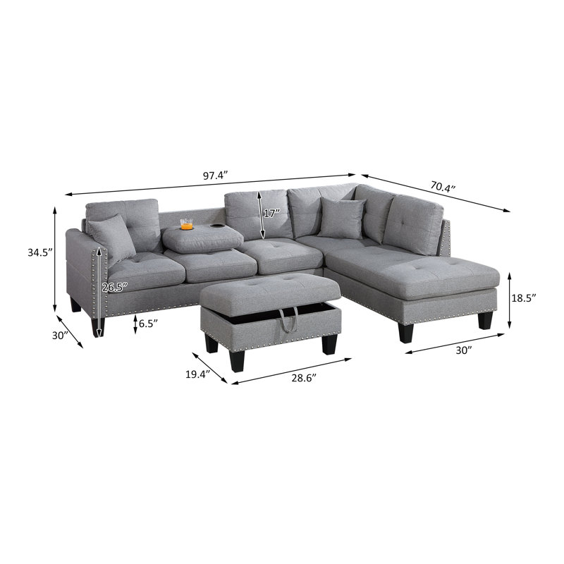 Ensemble modulaire 2 pièces, Tissu gris