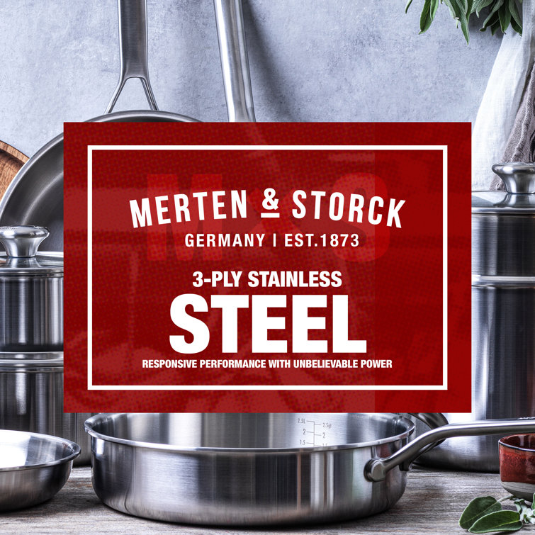Merten & Storck Tri-Ply Stainless Steel Induction 14 Piece Cookware Pot/Pan  New