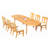 Kevon 12 - Person Teak Solid Wood Patio Dining Set Extendable and Umbrella Hole Included Oval Table-1126148423-1207404593
