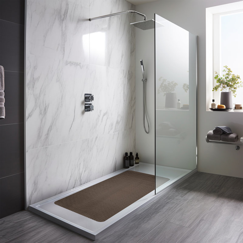 Plastic / Acrylic Shower Mat, Gray/Brown, 44cm, 75cm