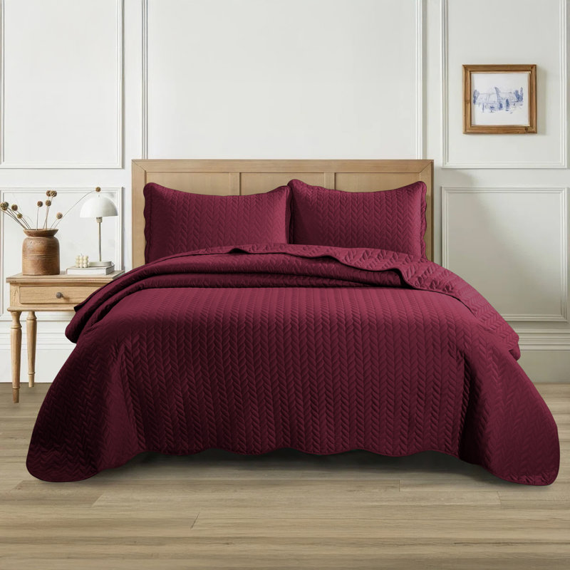 Ensemble de couvre-lit matelassé embossé - Couvre-lit en microfibre ultra doux avec taies décoratives, literie de style hôtel pour tous les lits