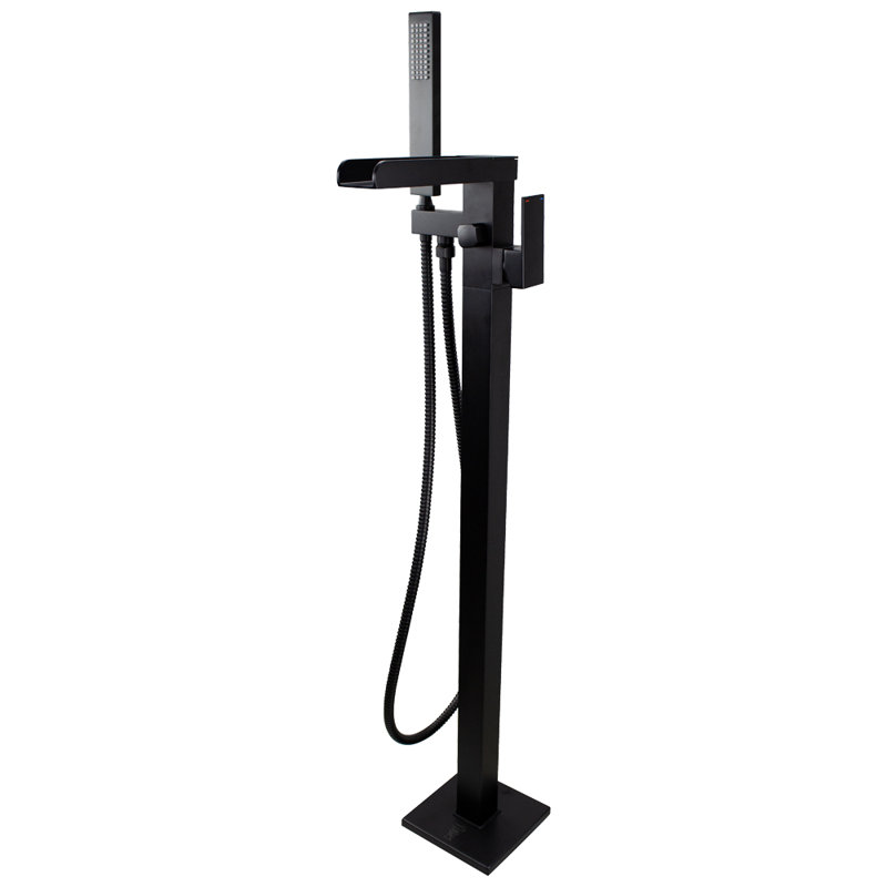 Roslyn 1 Handle Floor Tub Filler with Diverter, Matte Black