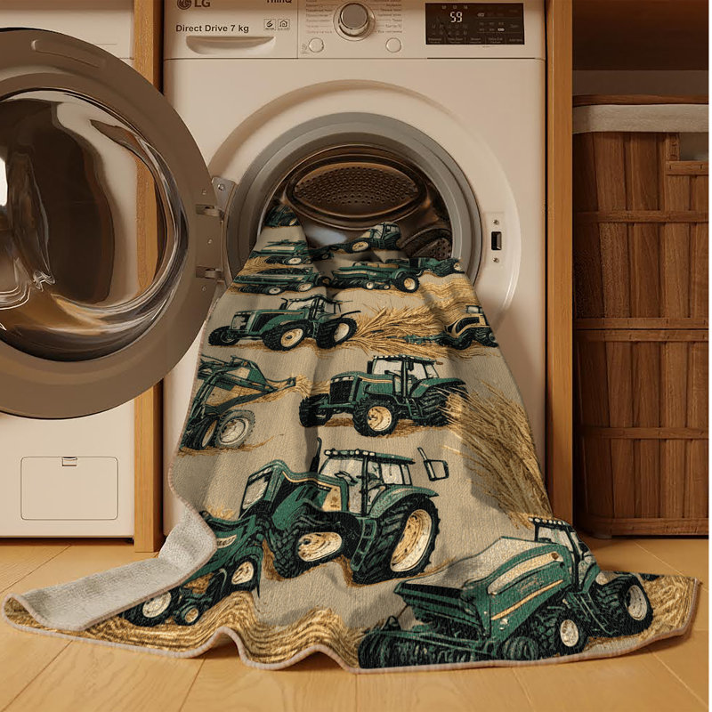 Tapis beige lavable à la machine, Rond 6 pi