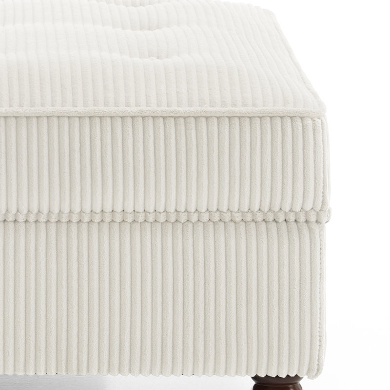 31.98cm Wide Tufted Rectangle Solid Colour Ottoman with Storage, Beige