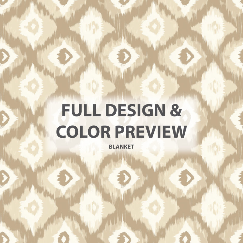 Ikat neutre - couverture en peluche contemporaine beige, jeté en molleton moderne