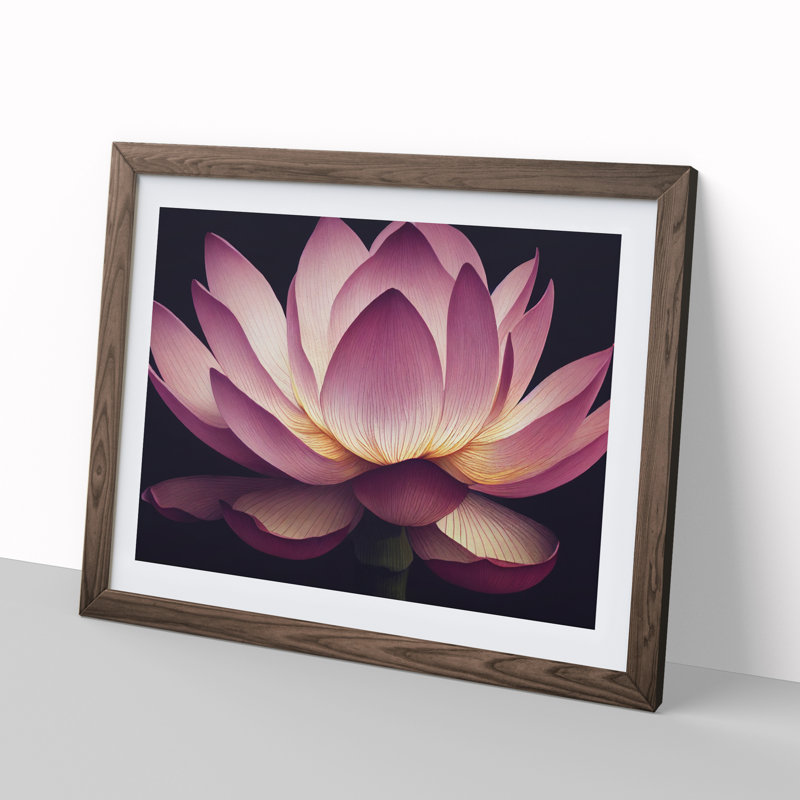 Intriguing Lotus Flower - Framed Print, 46cm H x 64cm W x 2cm D, Walnut