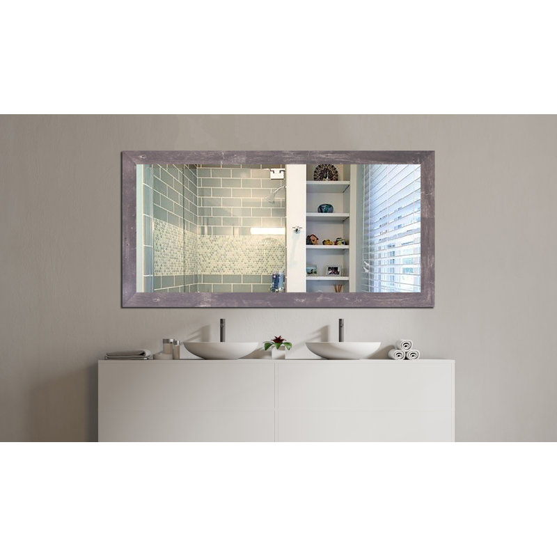 Hensel Wood Flat Wall Mirror, 56" H x 35" W