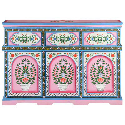 Sideboard Storage Cabinet for Dining Room Multicolor Solid Wood Mango